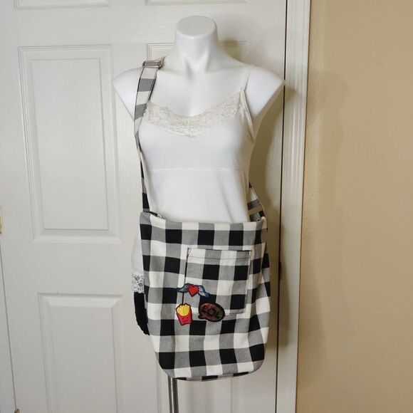 Steve Madden black/white plaid canvas bag - Picture 4 of 11